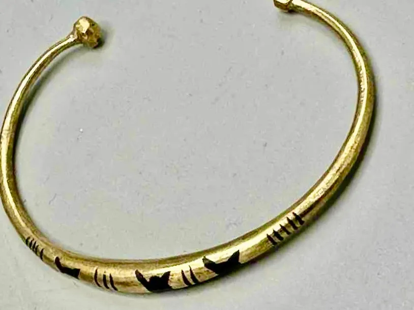Tuareg Triple Star Several Stripe Inlay Brass Bracelet
