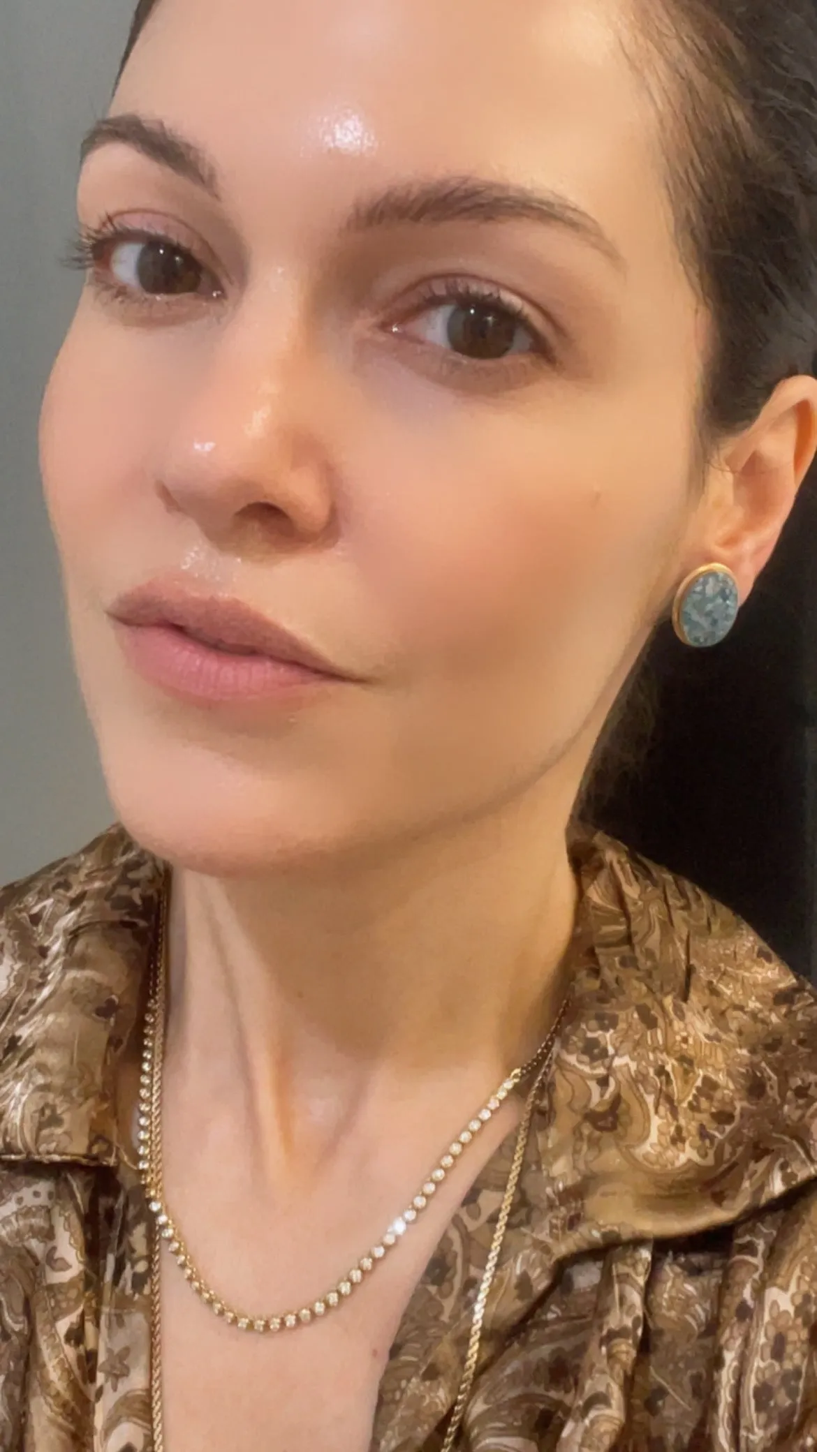 Vintage yellow 14K omega back opal mosaic earrings