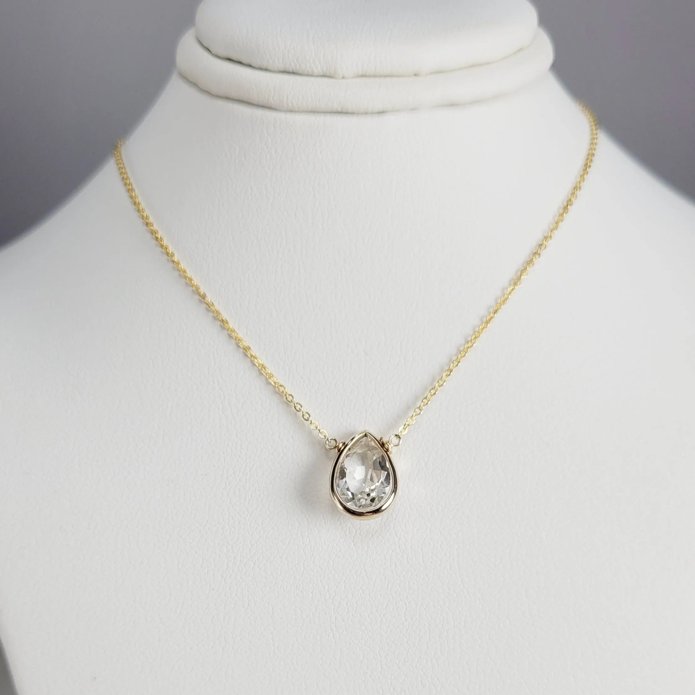White Topaz Briolette Pendant Necklace