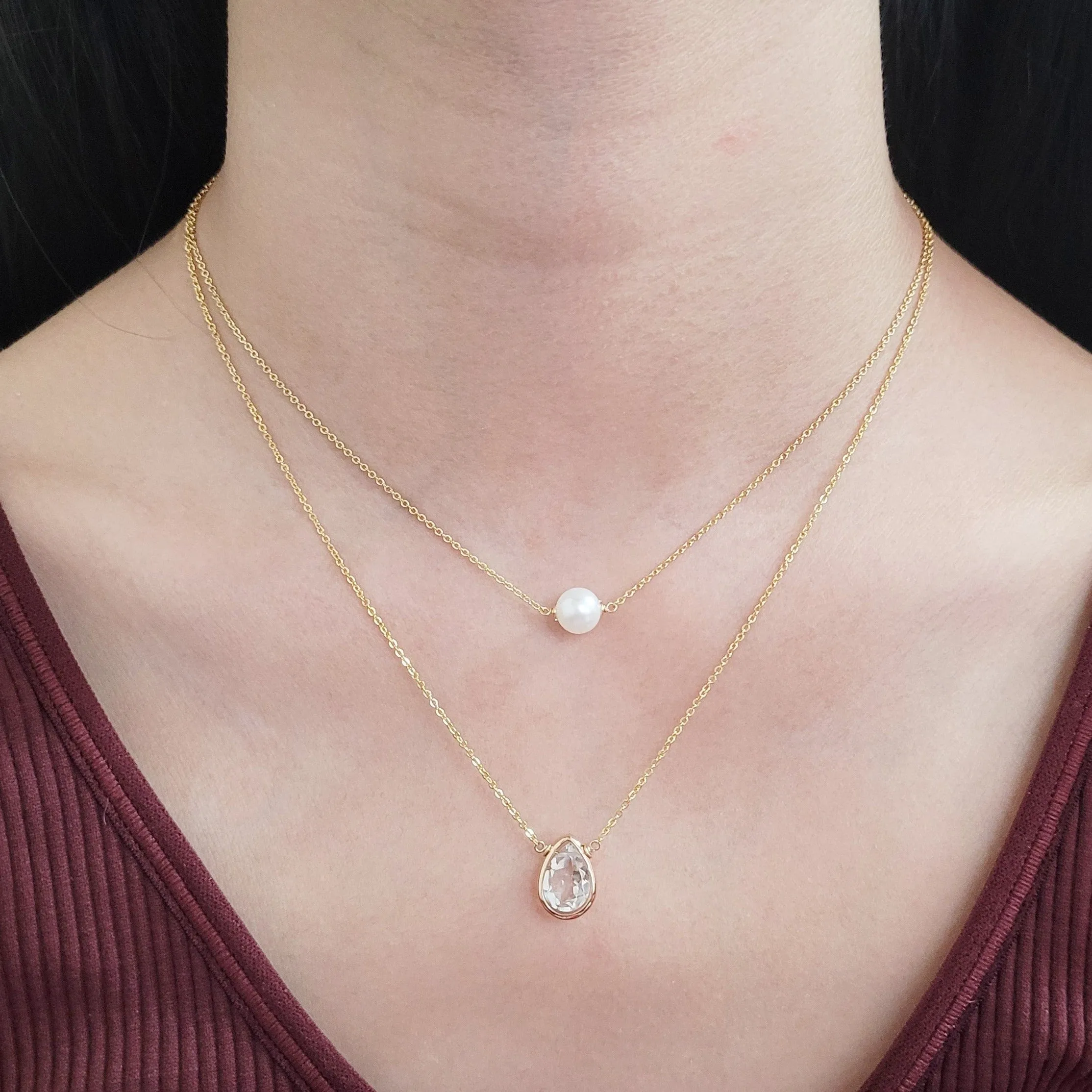 White Topaz Briolette Pendant Necklace