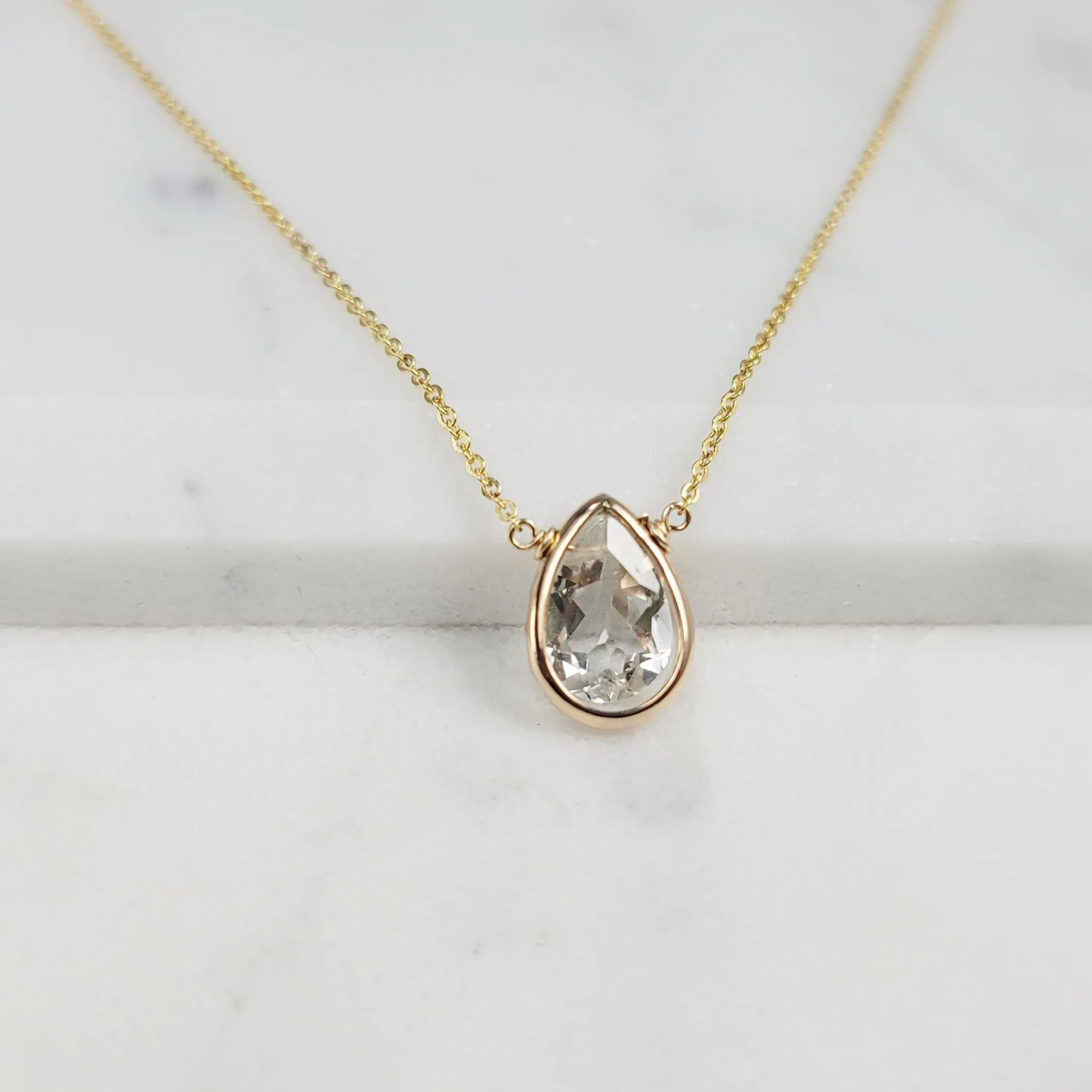 White Topaz Briolette Pendant Necklace
