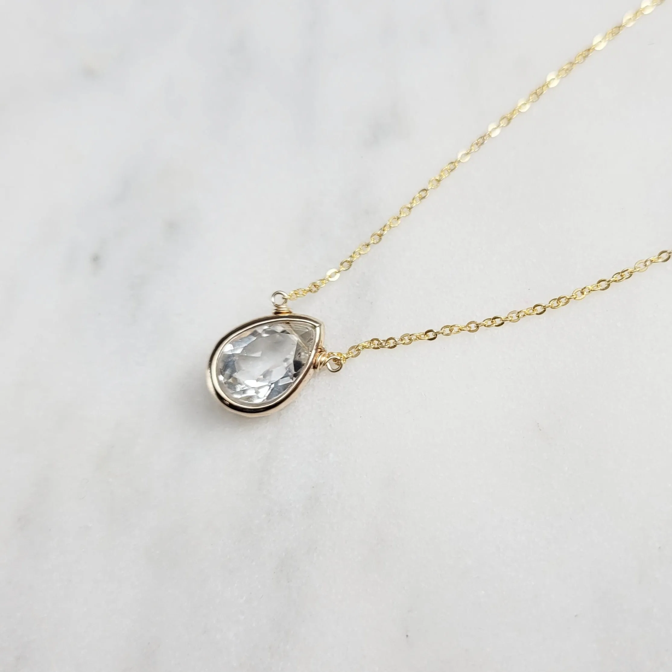 White Topaz Briolette Pendant Necklace