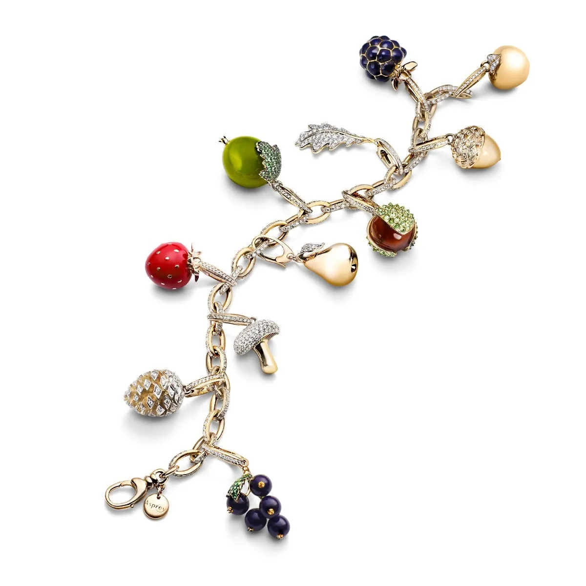 Woodland Pine Cone Charm in 18ct Yellow Gold with Diamonds